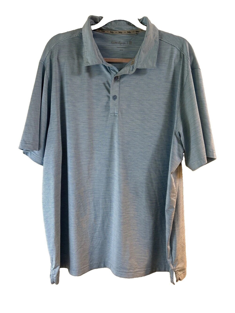 Walter Hagen 11 Mens XXL Golf Polo Shirt Blue Striped Performance Stretch